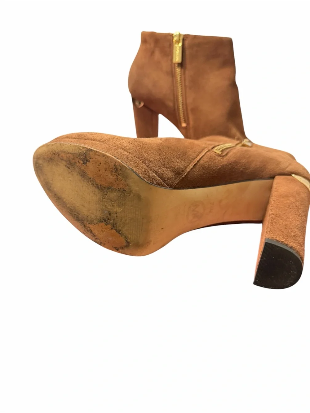 Michael Kors Suede Ankle Booties in Cognac